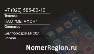 Кто звонил с 9205858919 - регион и оператор